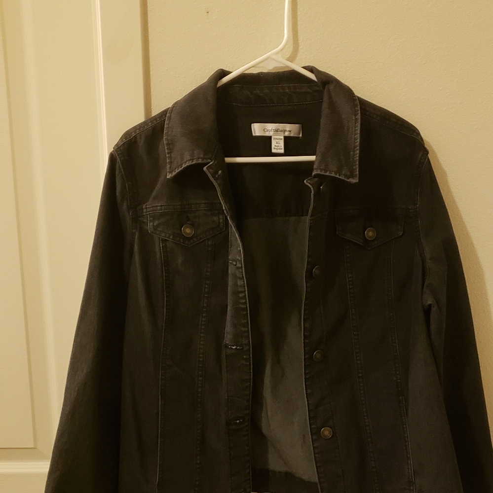 Womens XL Black Jean Jacket Long Sleeve